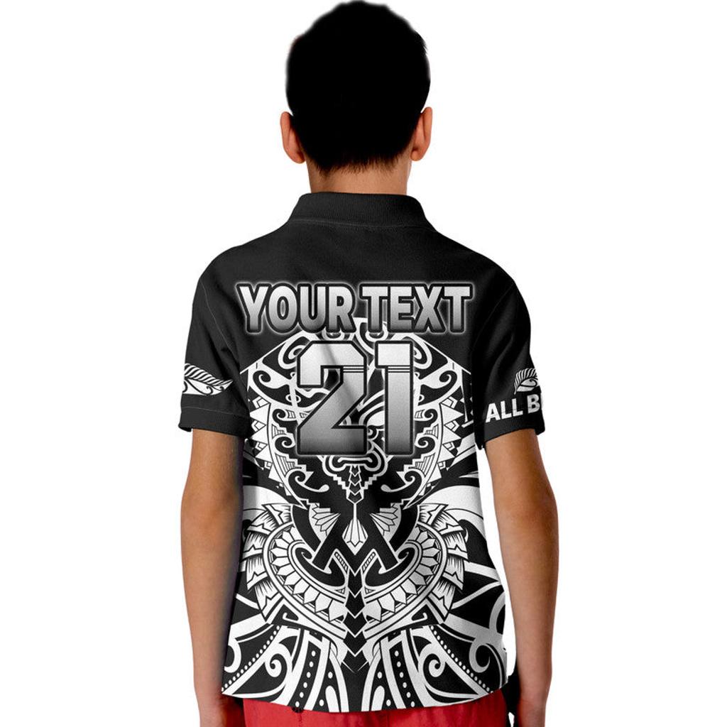 custom-text-and-number-aotearoa-silver-fern-rugby-sevens-kid-polo-shirt-maori-tribal-all-black