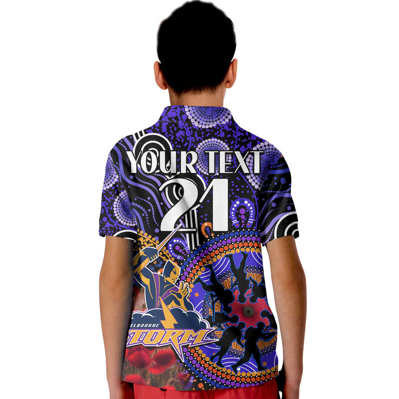 custom-personalised-storm-rugby-anzac-kid-polo-shirt-aboriginal-military-and-poppy-flowers