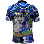 custom-personalised-australia-koala-aboriginal-polo-shirt-koala-hugging-rugby-ball-blue