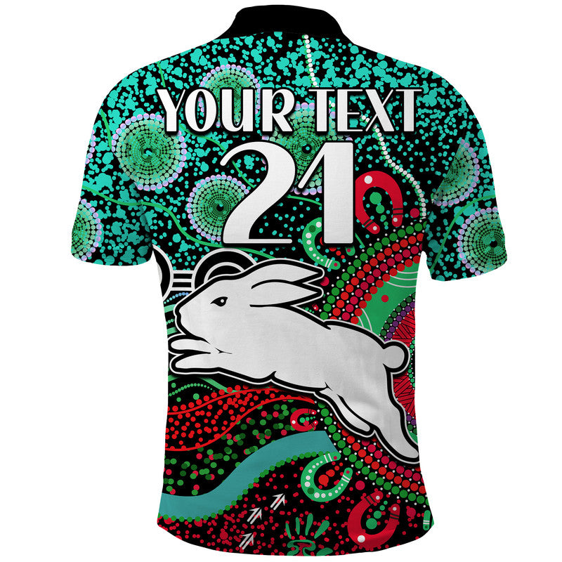 custom-personalised-rabbitohs-rugby-polo-shirt-aboriginal-dots