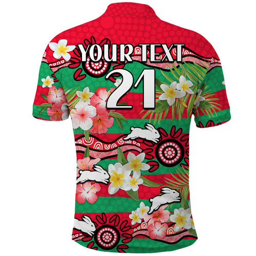 custom-personalised-rabbitohs-rugby-polo-shirt-tropical-flowers-and-palm-hawaiian-style