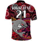 custom-personalised-dolphins-rugby-anzac-polo-shirt-aboriginal-military-and-poppy-flowers