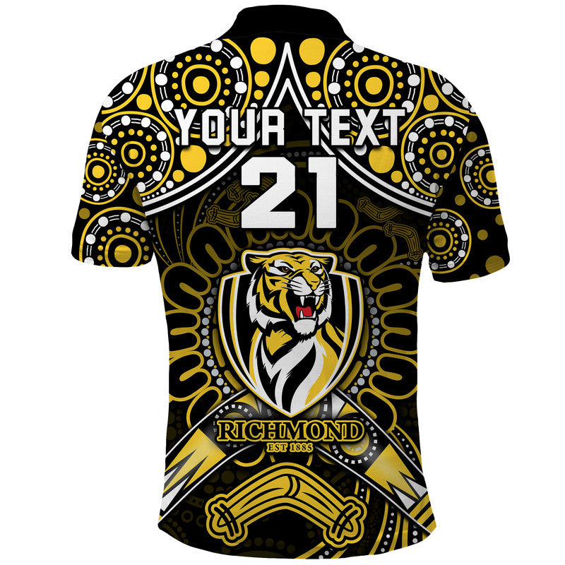 custom-personalised-richmond-tigers-football-polo-shirt-boomerang-indigenous-dots