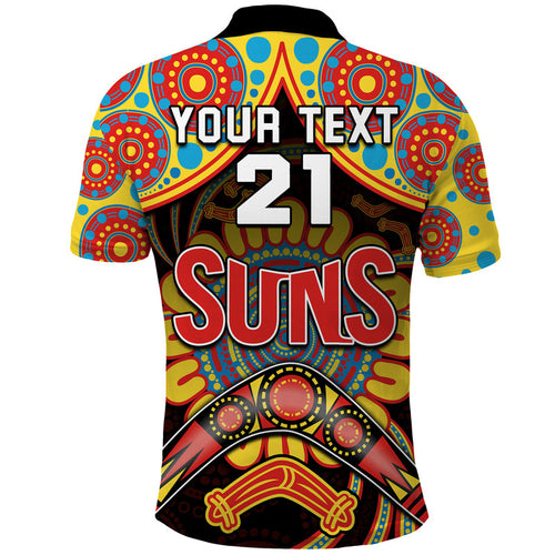 custom-personalised-suns-football-polo-shirt-boomerang-indigenous-dots