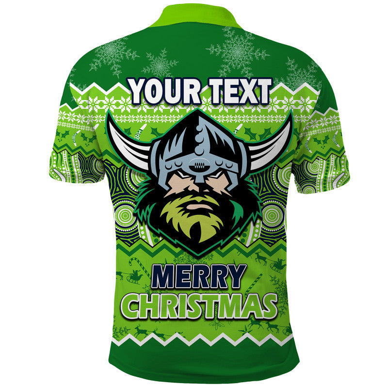 custom-personalised-canberra-the-green-machine-raiders-aboriginal-christmas-vibe-polo-shirt