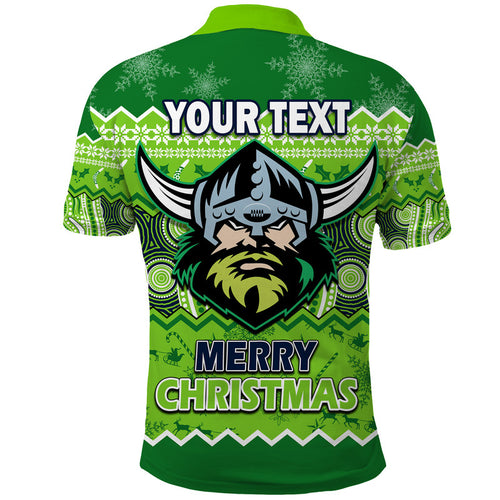 custom-personalised-canberra-the-green-machine-raiders-aboriginal-christmas-vibe-polo-shirt
