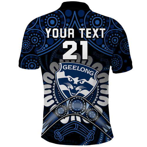 custom-personalised-cats-football-polo-shirt-boomerang-indigenous-dots
