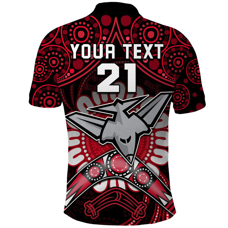 custom-personalised-bombers-football-polo-shirt-boomerang-indigenous-dots