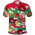 custom-personalised-rabbitohs-rugby-polo-shirt-tropical-flowers-and-palm-hawaiian-style