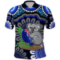 custom-personalised-australia-koala-aboriginal-polo-shirt-koala-hugging-rugby-ball-blue