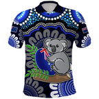 custom-personalised-australia-koala-aboriginal-polo-shirt-koala-hugging-rugby-ball-blue