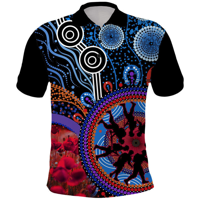 custom-personalised-australia-anzac-day-polo-shirt-aboriginal-military-and-poppy-flowers-style