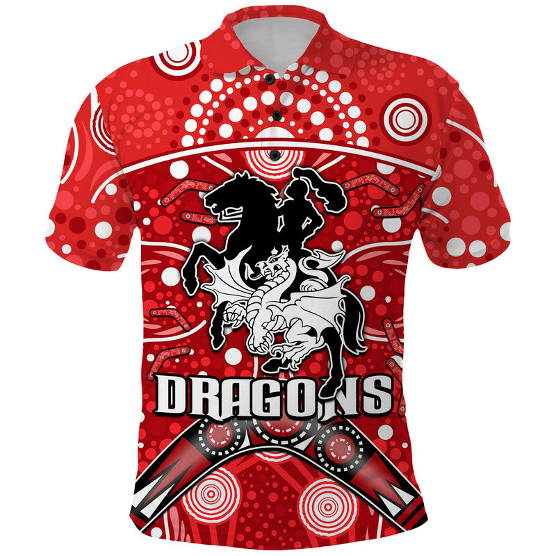 custom-personalised-dragons-rugby-polo-shirt-boomerang-indigenous-dots