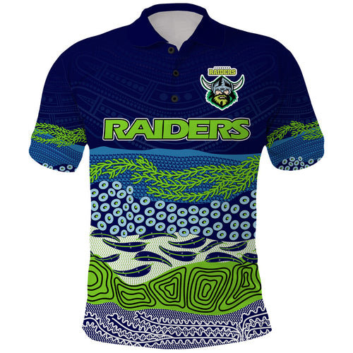 custom-text-and-number-canberra-the-green-machine-raiders-boomerang-indigenous-polo-shirt