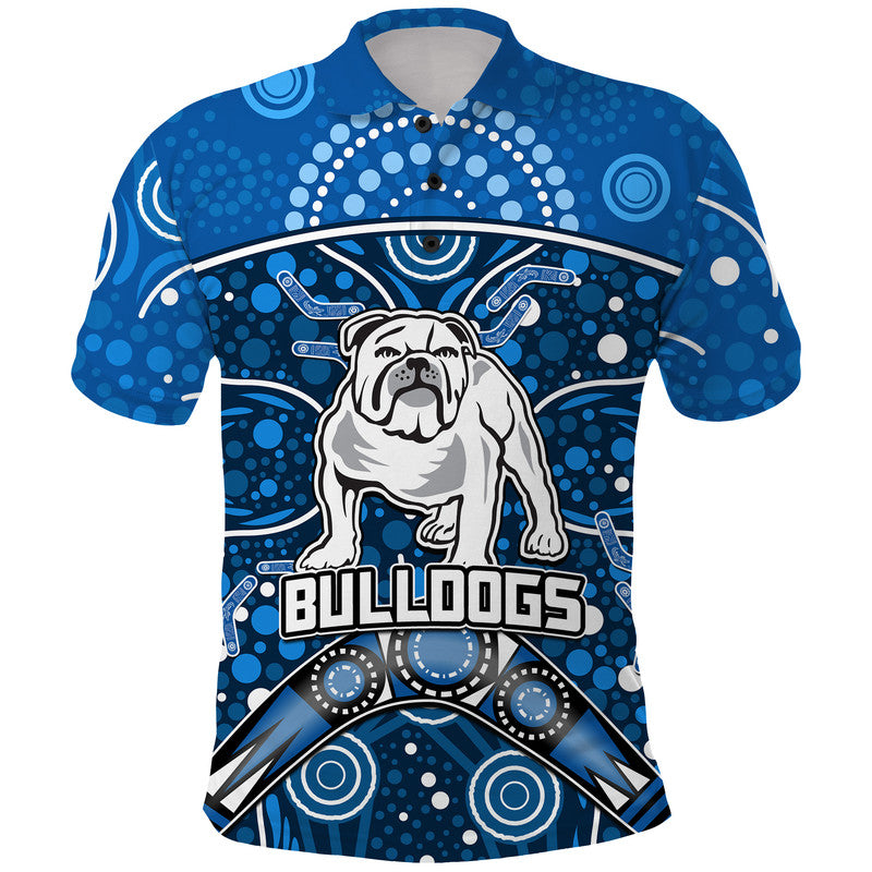custom-personalised-bulldogs-rugby-polo-shirt-boomerang-indigenous-dots