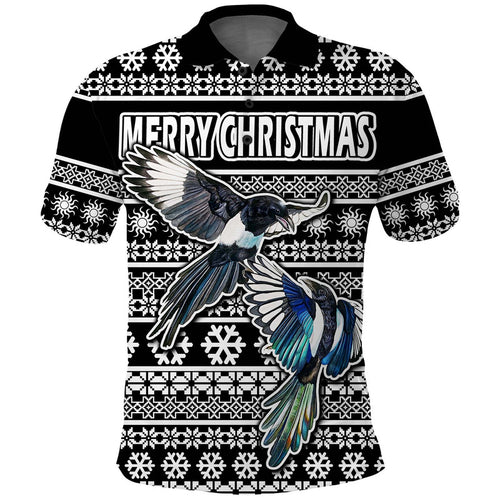 custom-personalised-australian-magpies-christmas-vibe-with-aboriginal-dot-painting-style-polo-shirt