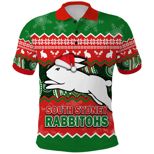custom-personalised-south-sydney-rabbitohs-aboriginal-christmas-vibe-polo-shirt