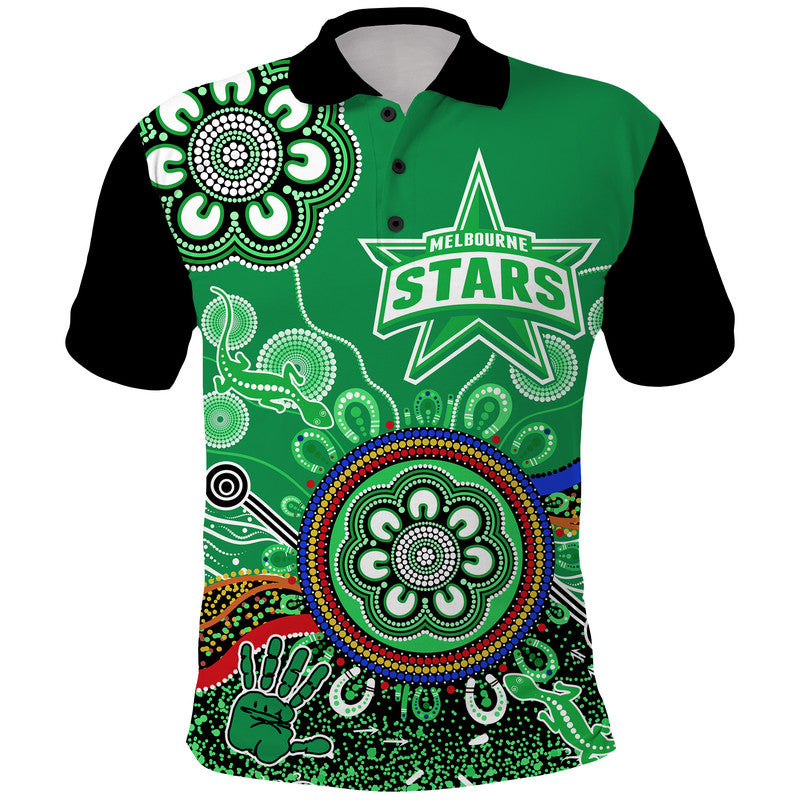 custom-personalised-melbourne-stars-polo-shirt-cricket-indigenous-aboriginal-lizard-version