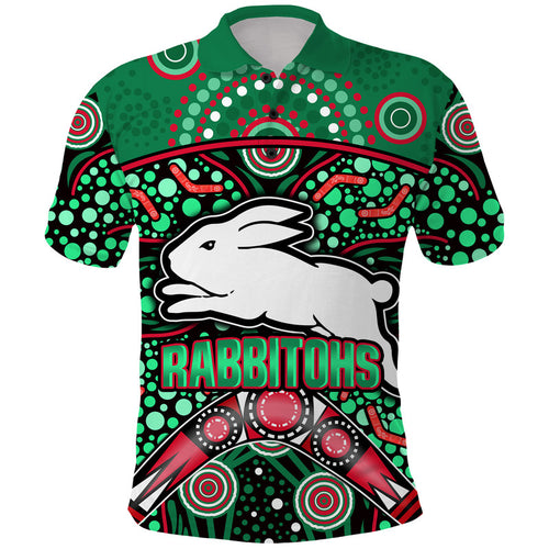 custom-personalised-south-sydney-indigenous-rabbitohs-dot-art-style-polo-shirt