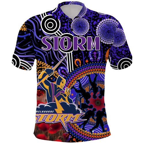 custom-personalised-storm-rugby-anzac-polo-shirt-aboriginal-military-and-poppy-flowers