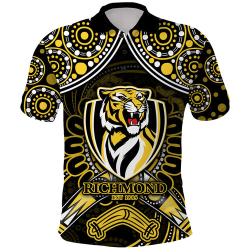 richmond-tigers-football-polo-shirt-boomerang-indigenous-dots