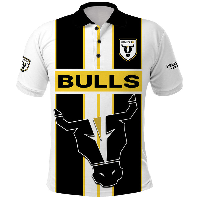 macarthur-soccer-polo-shirt-bulls-mascot