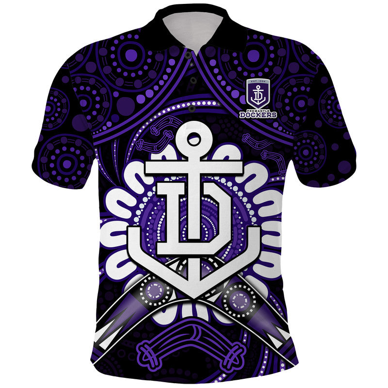custom-personalised-dockers-football-polo-shirt-boomerang-indigenous-dots