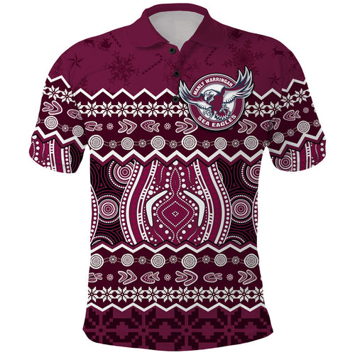 custom-personalised-manly-warringah-maroon-sea-eagles-christmas-vibe-polo-shirt
