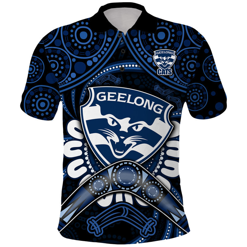 custom-personalised-cats-football-polo-shirt-boomerang-indigenous-dots
