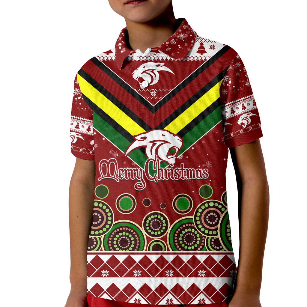 aboriginal-christmas-black-panther-with-santa-hat-kid-polo-shirt