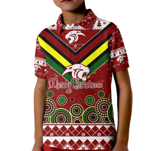 aboriginal-christmas-black-panther-with-santa-hat-kid-polo-shirt