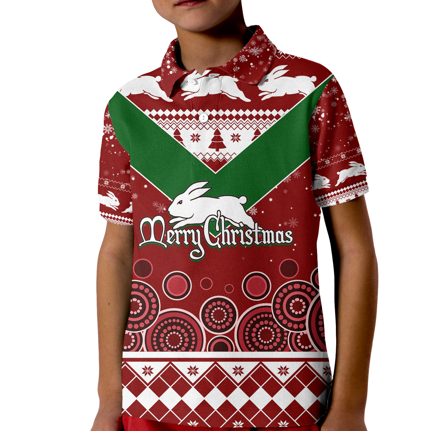 aboriginal-art-the-bunnies-merry-christmas-kid-polo-shirt