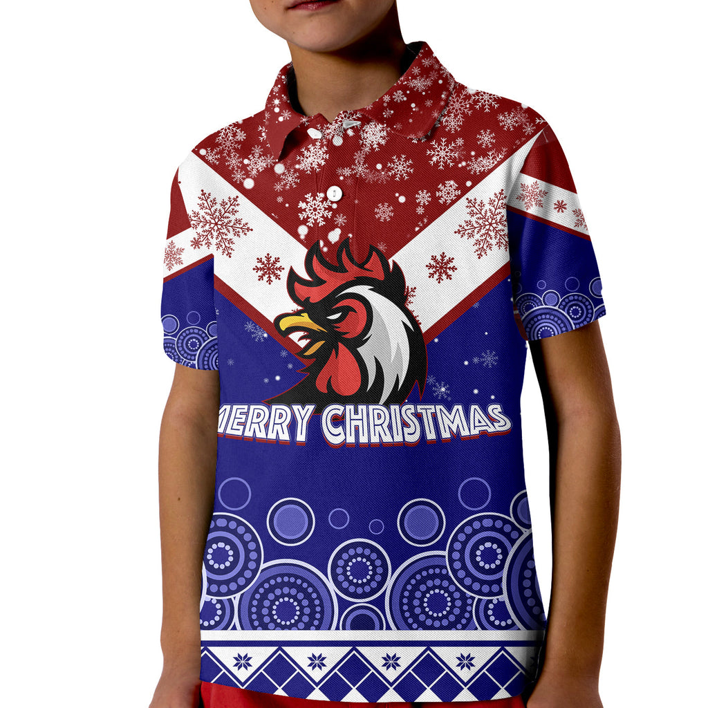 aboriginal-art-chooks-tricolor-merry-christmas-kid-polo-shirt