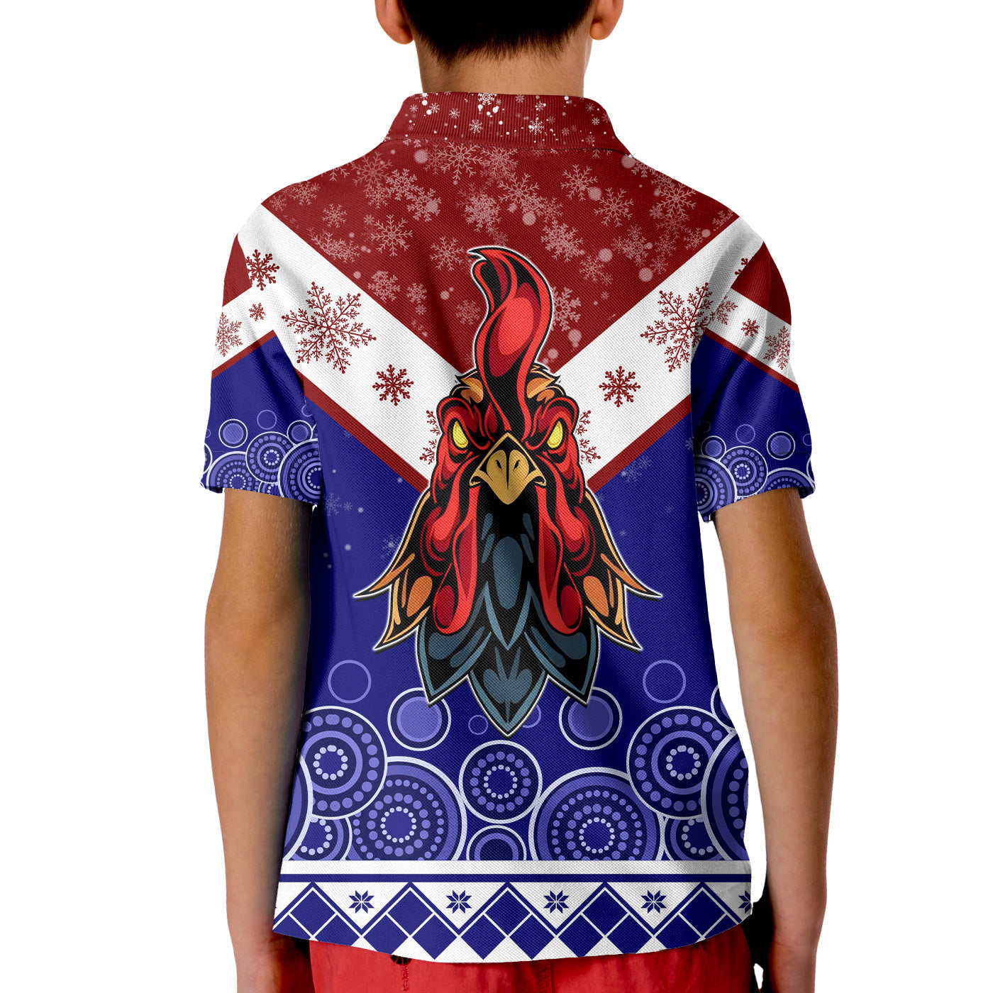 aboriginal-art-chooks-tricolor-merry-christmas-kid-polo-shirt