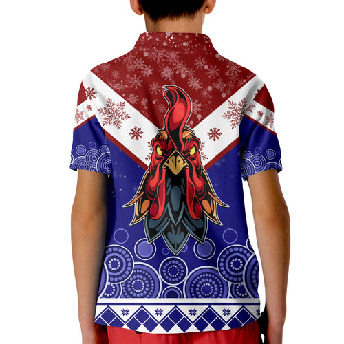 aboriginal-art-chooks-tricolor-merry-christmas-kid-polo-shirt