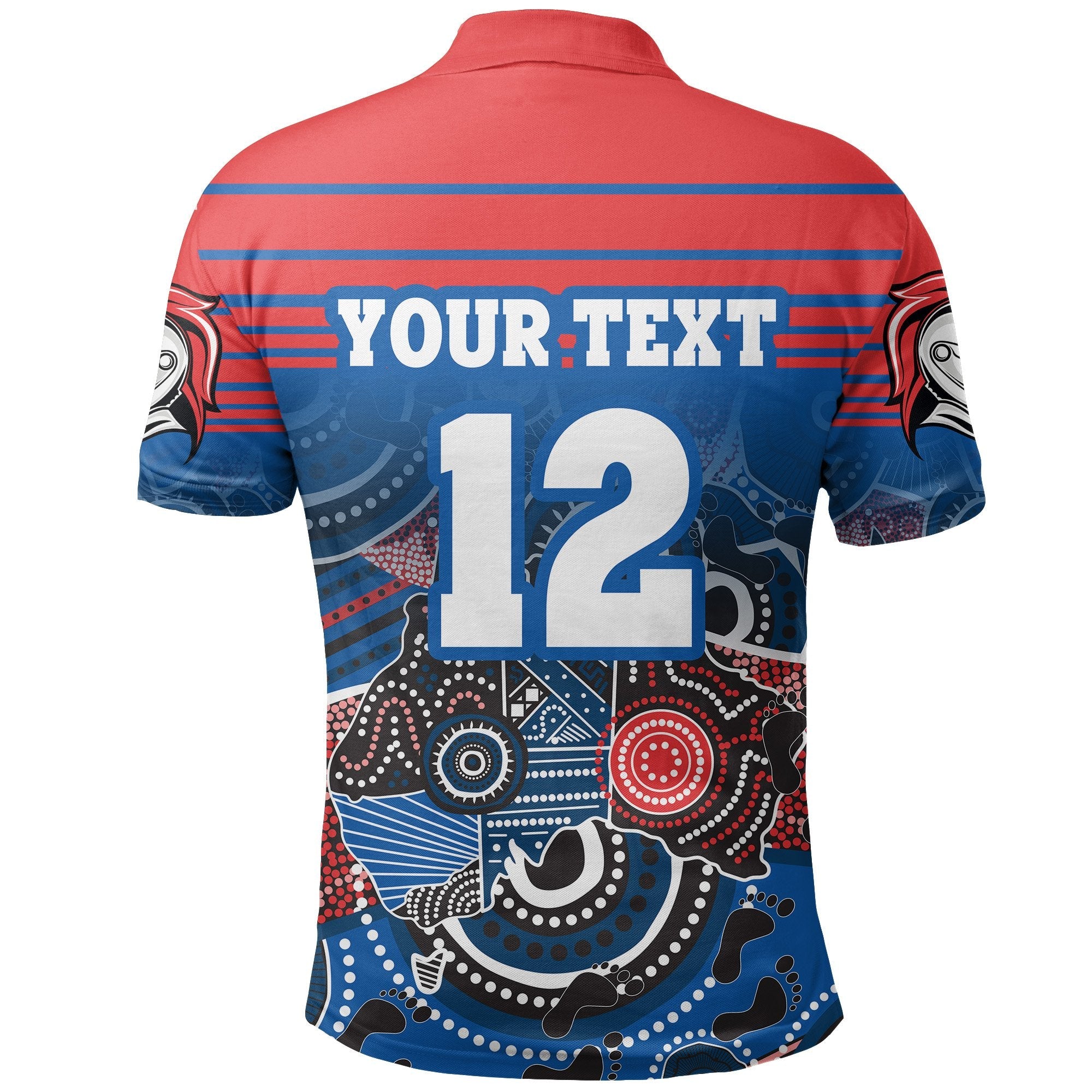 custom-personalised-knights-polo-shirt-newcastle-aboriginal-horizontal-style