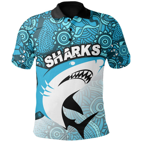 custom-personalised-sharks-aboriginal-polo-shirt-sea-wave-style