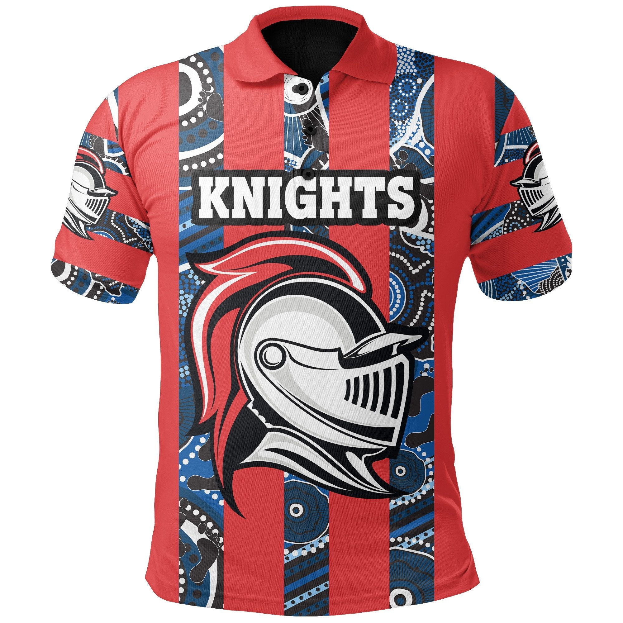 custom-personalised-knights-polo-shirt-newcastle-aboriginal-vertical-style