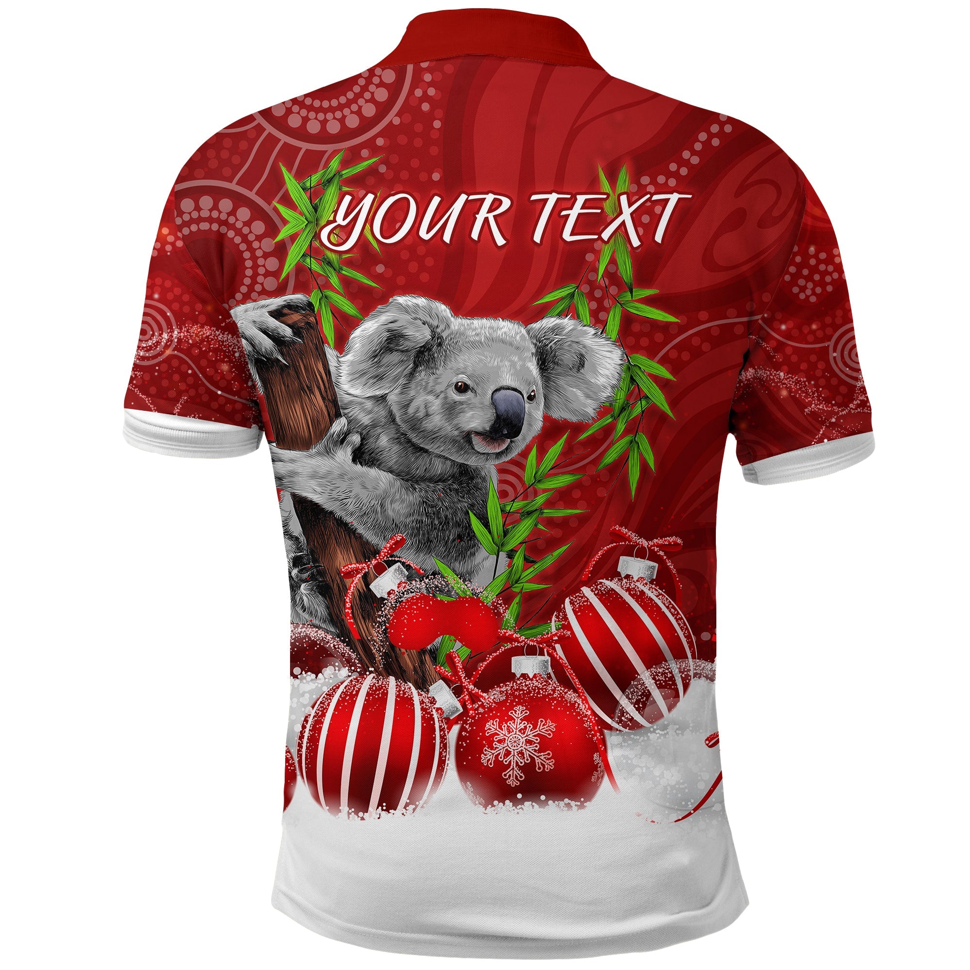 custom-personalised-australia-koala-aboriginal-polo-shirt-merry-christmas
