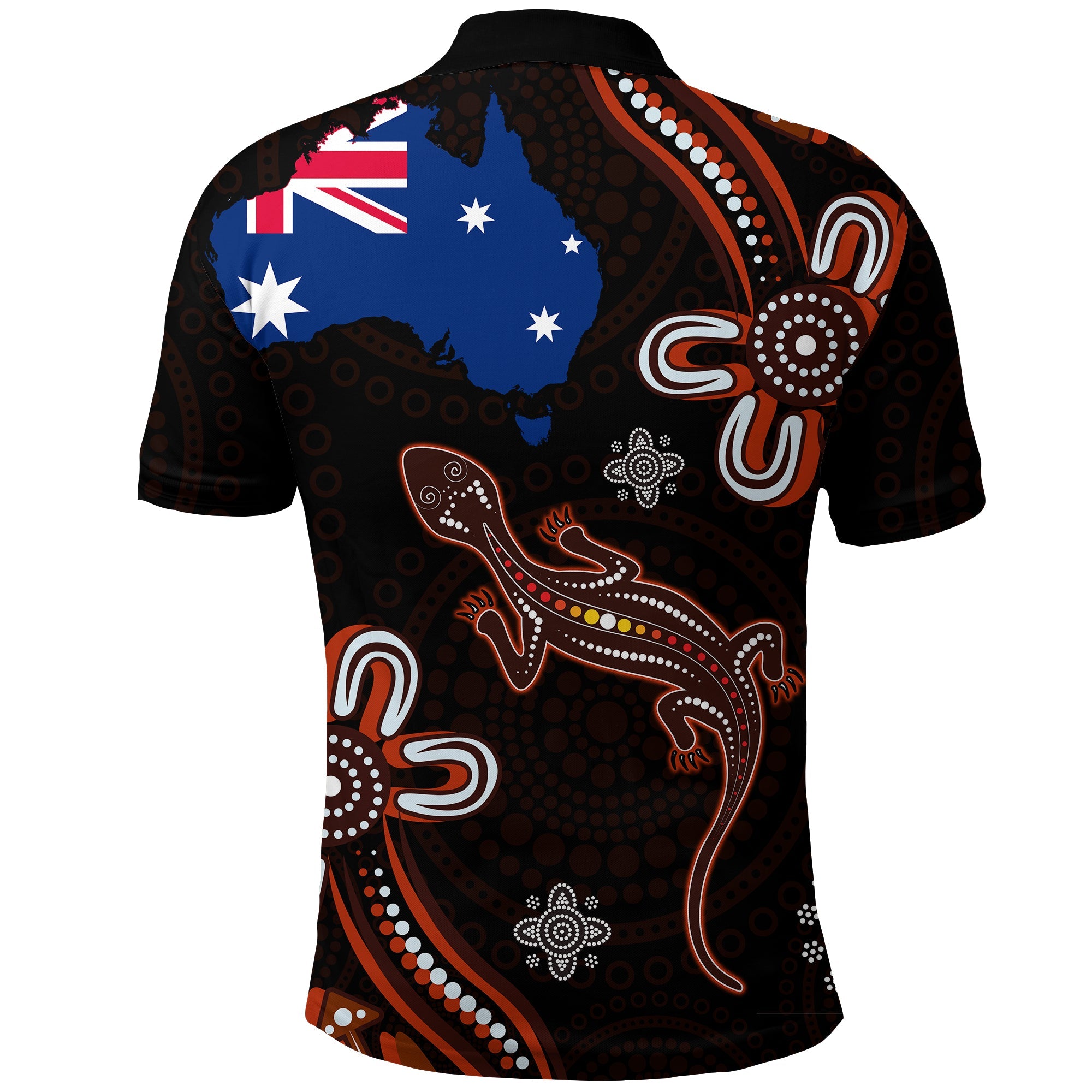 aboriginal-dot-polo-shirt-lizard-and-flag