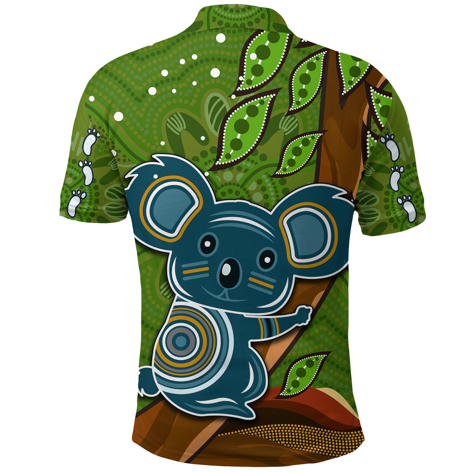 custom-personalised-koala-climbing-tree-polo-shirt-aboriginal-aussie