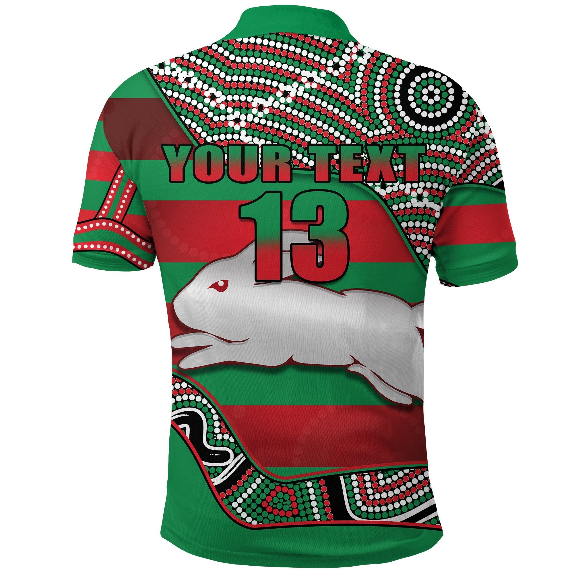 custom-personalised-rabbitohs-polo-shirt-rugby-south-sydney-indigenous-charming-custom-text-and-number
