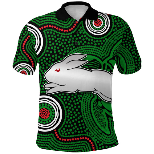 custom-personalised-rabbitohs-indigenous-polo-shirt-simple-green