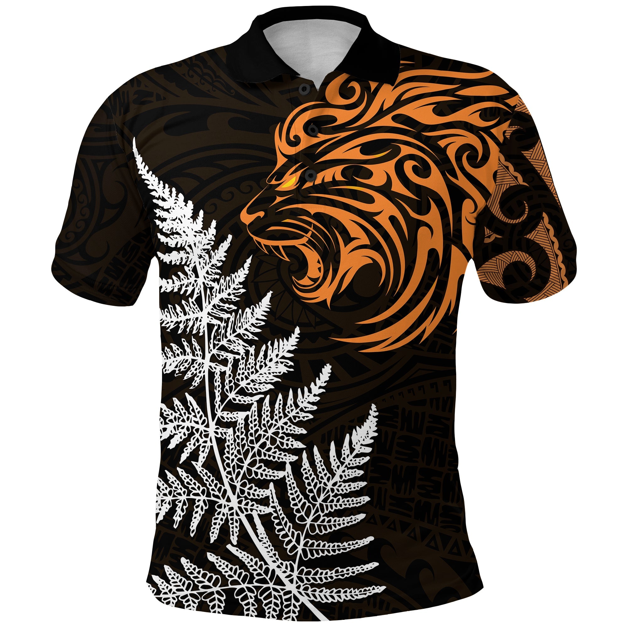 leo-zodiac-style-maori-polo-shirt-orange-lion