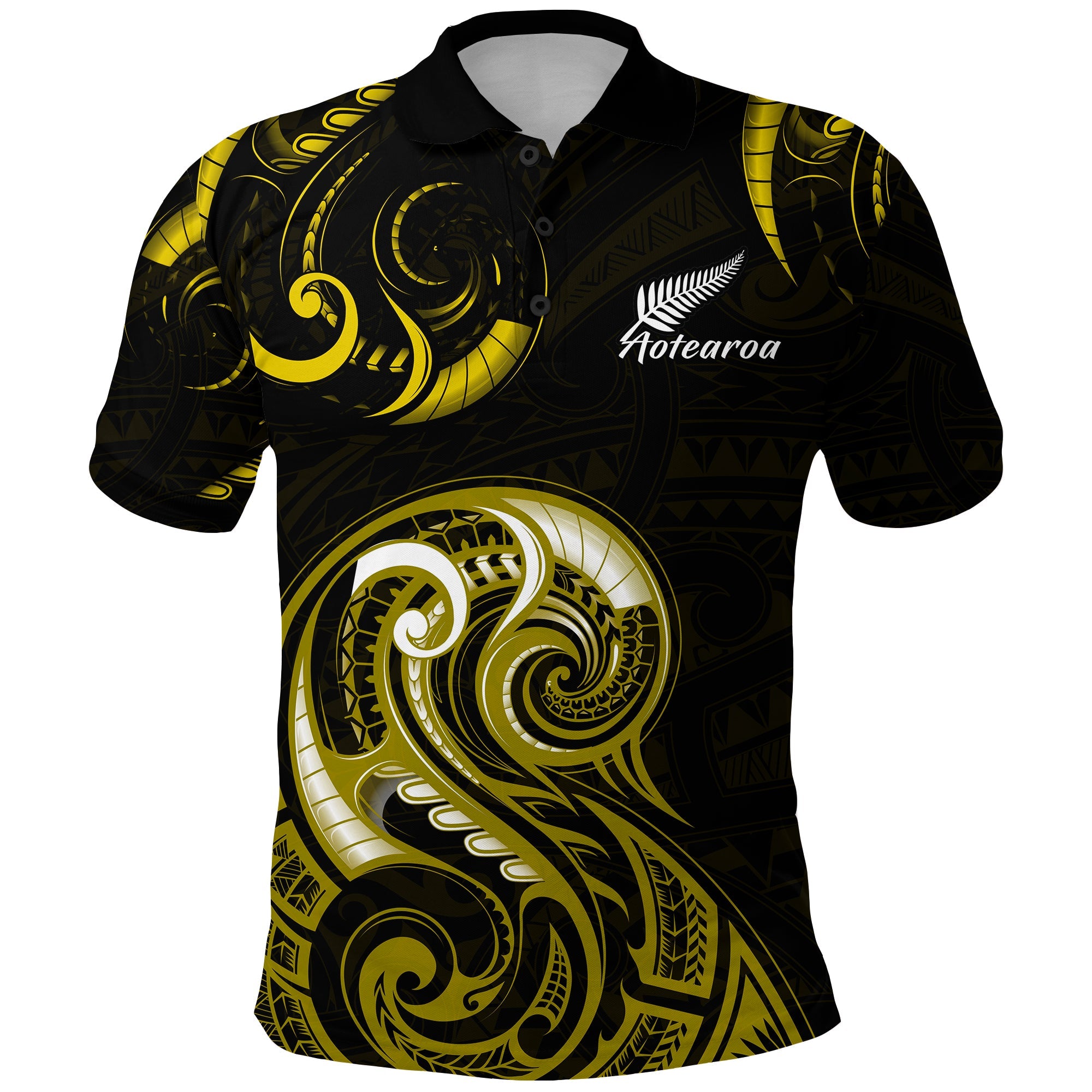 aotearoa-fern-polo-shirt-maori-pattern-version-gold