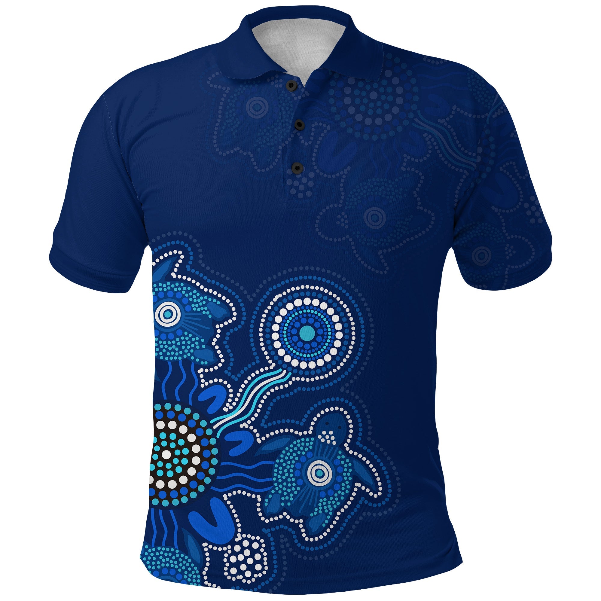 custom-personalised-aboriginal-dot-polo-shirt-turtles-victory