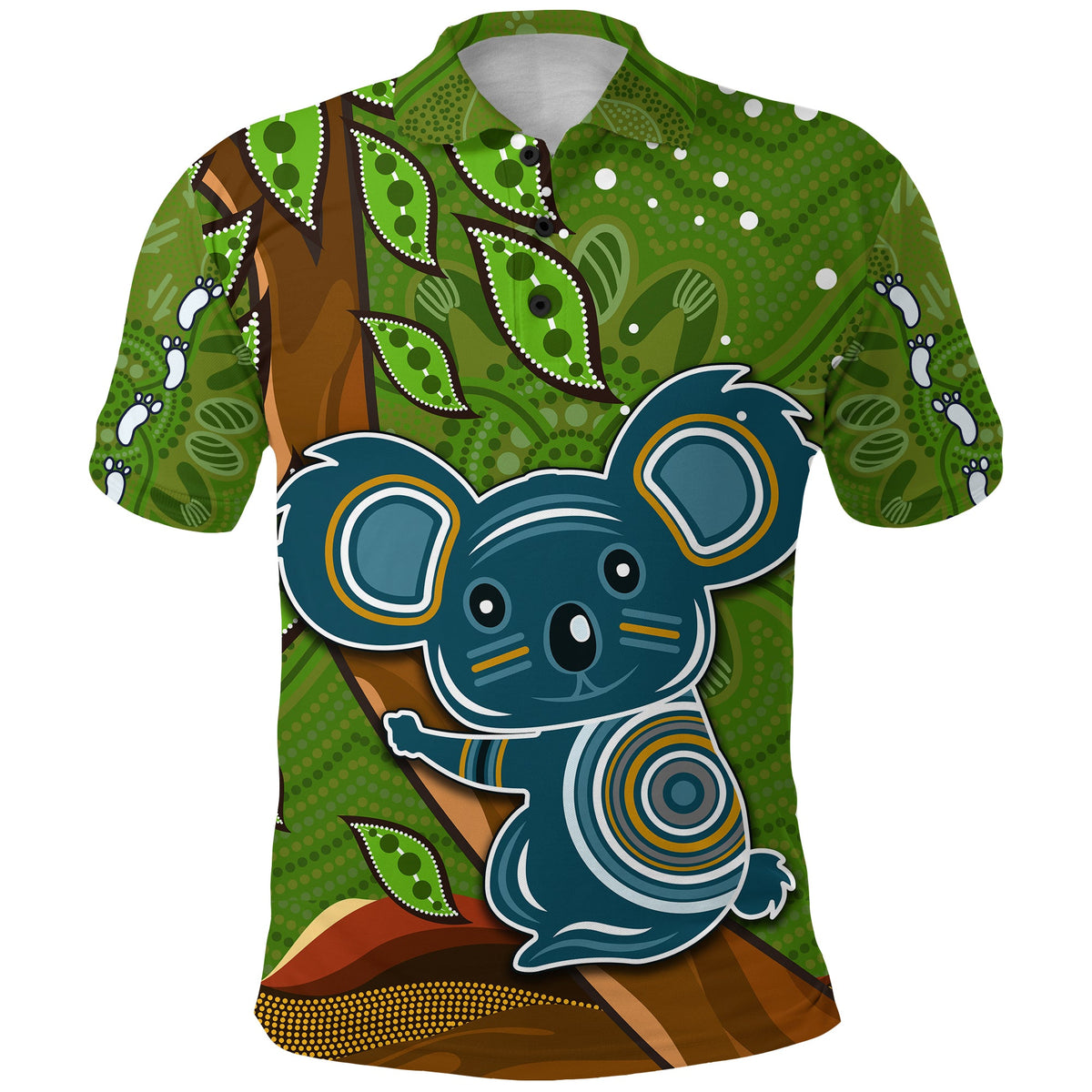 koala-climbing-tree-polo-shirt-aboriginal-aussie