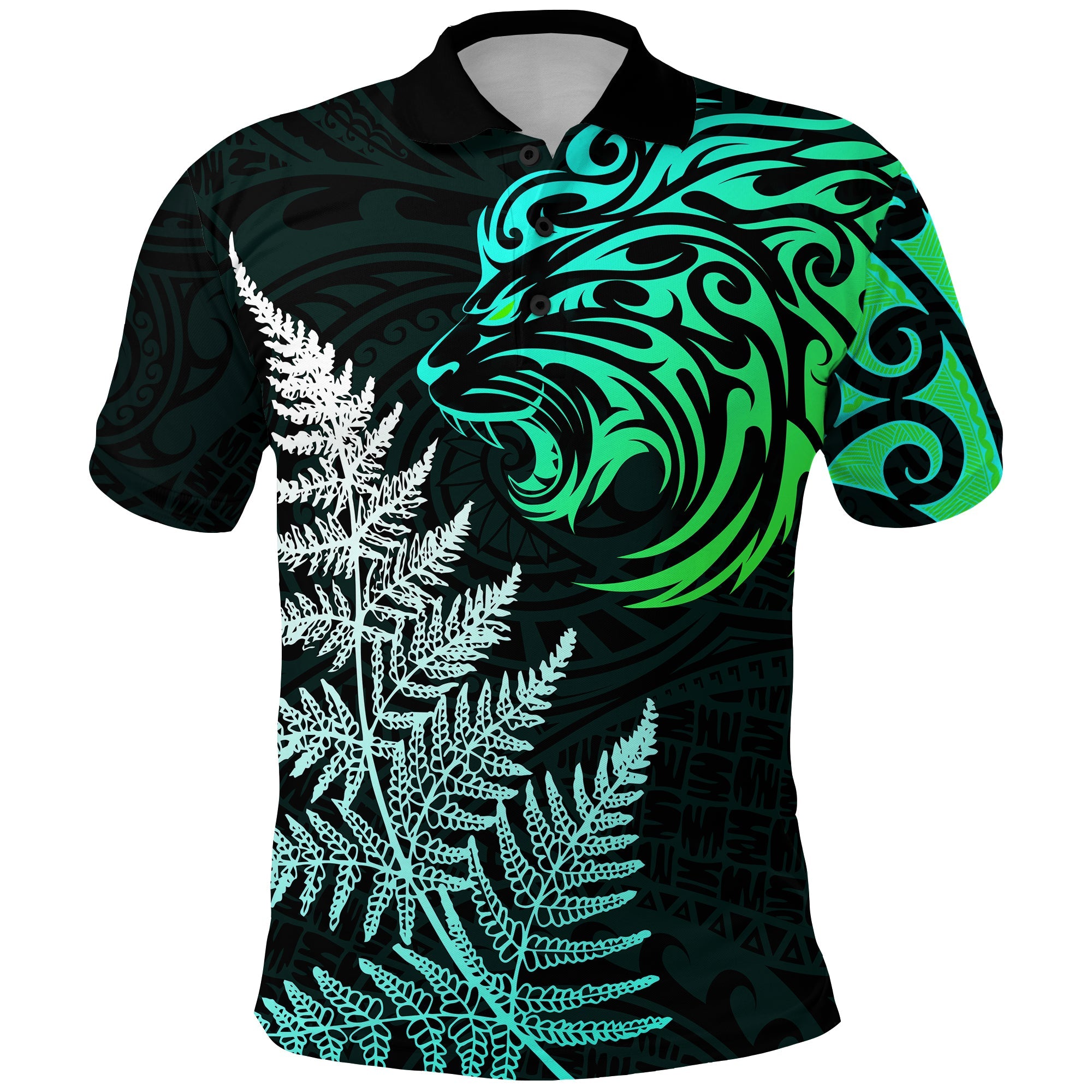 custom-personalised-lion-maori-polo-shirt-aotearoa-mix-silver-fern-version-blue