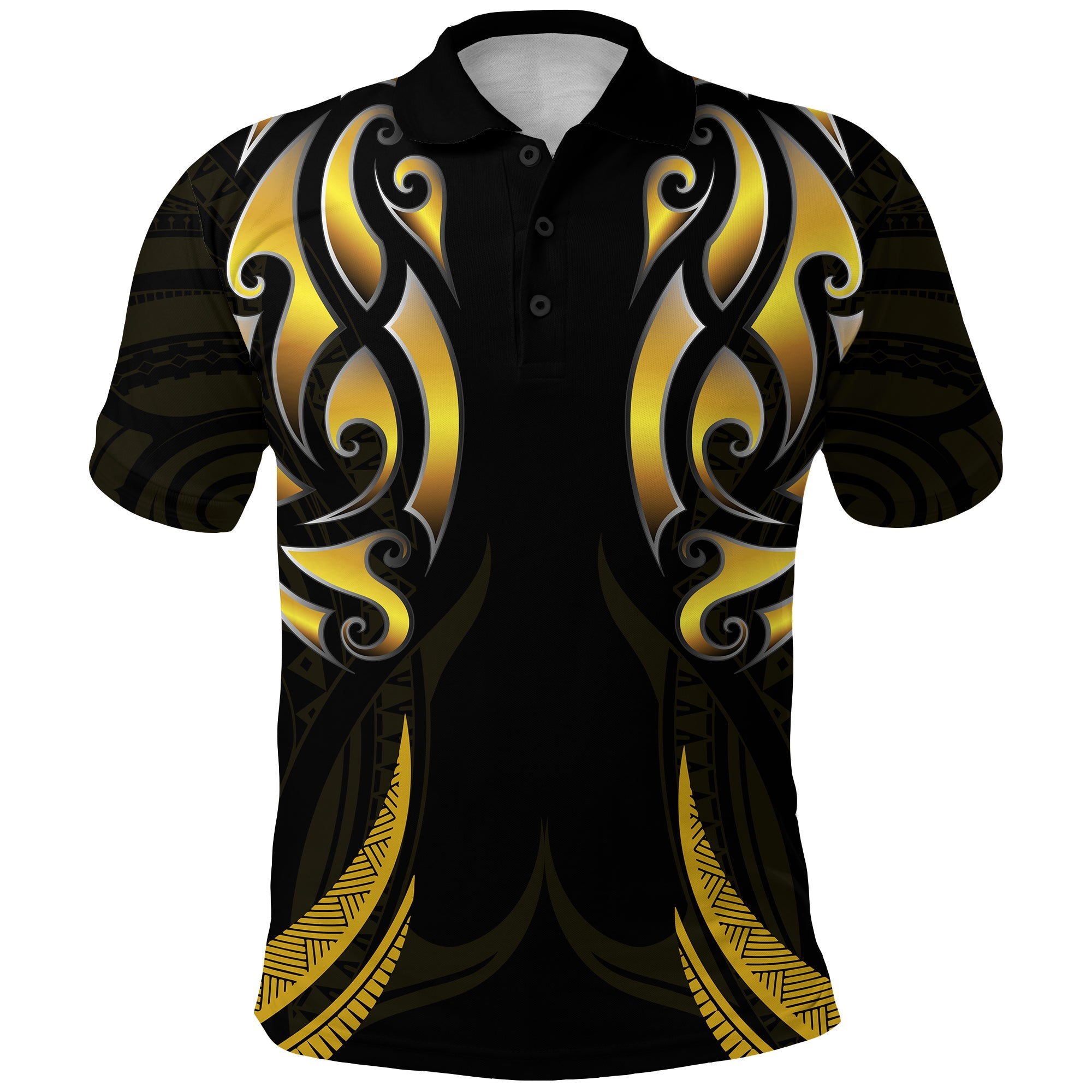 custom-personalised-new-zealand-maori-polo-shirt-simple-love-gold