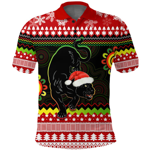 custom-personalised-panthers-christmas-polo-shirt-penrith-snow-mix-indigenous